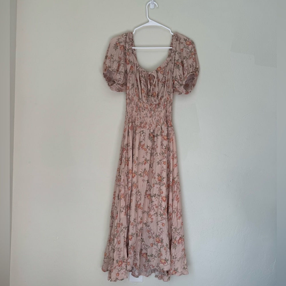 Emmie Smocked Waist Dress in Peach